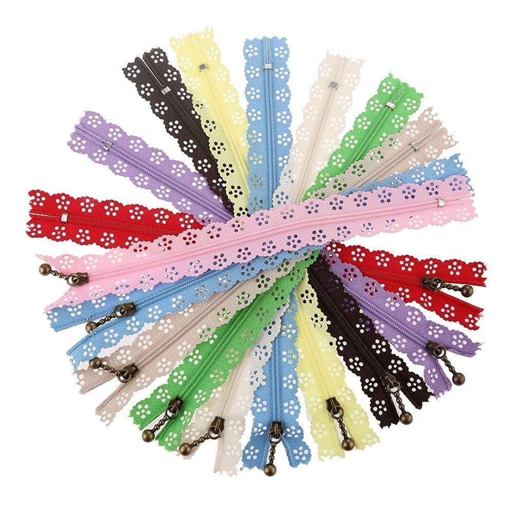 YEQIN (TM) 25cm Random Color 20pcs/lot Zippers Lace Nylon Finish Zipper for Sewing Wedding Dress