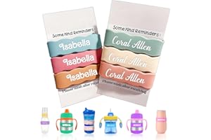 3 Piece Personalized Water Bottle Labels, Customized Silicone Baby Bottle & Sippy Cup Bands, Non-Slip Elastic Reusable, Perso