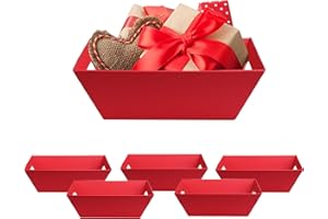 UPPER MIDLAND PRODUCTS [5 PK] 8x10” Red Baskets for Gifts Empty| Baskets with Handles|Valentines, Christmas,Weddings, Holiday, Anniversary, Graduation, Display| Wine Gift Basket| Gift to Impress