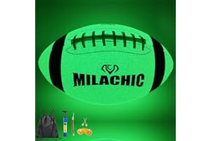 MILACHIC Glow in The Dark Football Size 9 & Youth Size 6, Luminous Glowing Footballs Super Grip Composite Leather Football Balls with Pump and Ball Carry Bag
