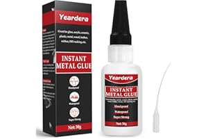 YEARDERA Metal Glue, 30g Metal to Metal Glue Clear, Metal Repair Glue, Super Instant Glue for Metal, Glass, DIY Craft, Aluminum Alloy, Metal Tube,Metal Product, Plastic