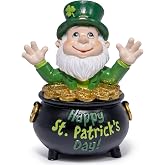 Hodao St Patrick's Day Gnome Decoration Beard Elf for Home Table Figurines Decor St. Patrick's Gifts Luck Green Irish Handmade Gnomes Spring Decortion Gift Decor