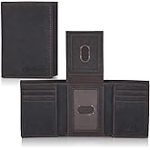 VALENCHI Genuine Real Leather Trifold Men's Wallet - With Card Holder Slots, ID Window and Currency Compartment - Christmas Gifts For Men (BROWN OILY HUNTER TF04)