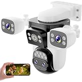 VSTARCAM 4-Lens Security Cameras Wireless Outdoor, 4-in-1 Multi-View 2K 360&deg; PTZ Plug-in WiFi Camera, 10X Hybrid Zoom, AI Motion Tracking, IP66, Color Night Vision for Driveways &amp; Front Doors