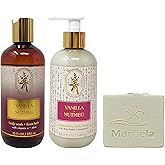 Bath & Body Works Aromatherapy Vanilla Nutmeg - Body Wash + Foam Bath , Mosturizing Body Lotion with a Natural Oats Soap
