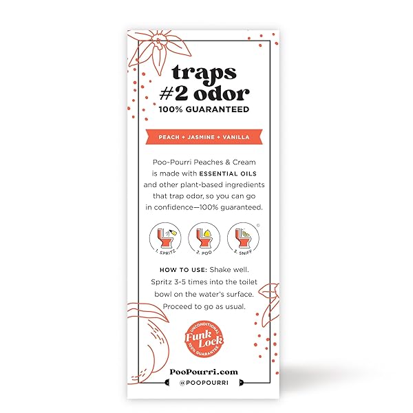 POO-POURRI BEFORE-YOU-GO TOILET SPRAY, PEACHES & CREAM, 2 FL OZ – PEACH, JASMINE AND VANILLA
