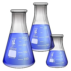 Glass Erlenmeyer Flask Set - 3 Sizes - 50, 150 and