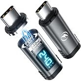 Digital Display USB C Magnetic Adapter PD 240W 24Pins, Straight, 2 Pack | Voltage Current Power LED Display, Type C Power Meter Tester USBC 4 40Gbps 8K 60Hz for Thunderbolt 3/4, MacBook Pro/Air