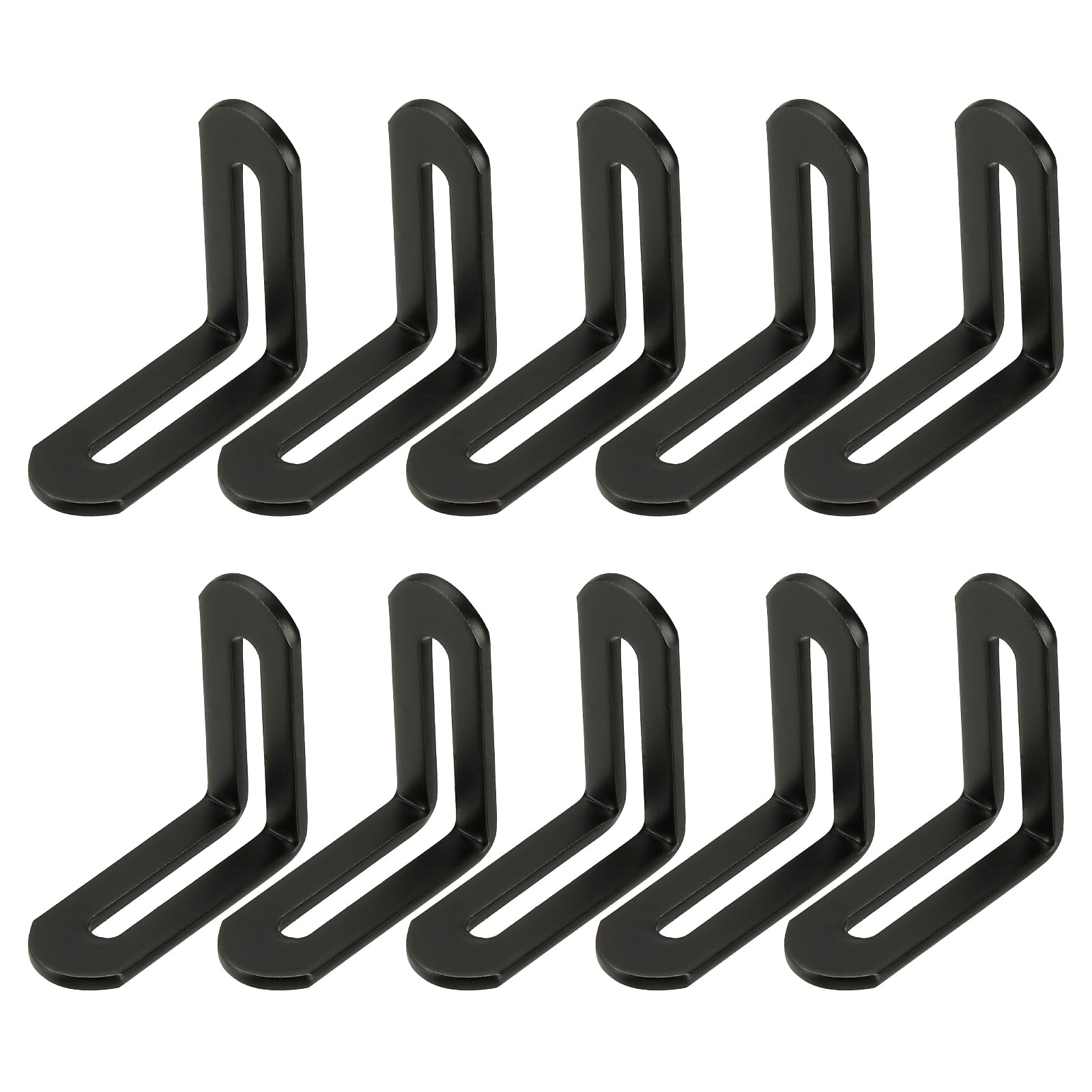 PATIKIL 1-7/8" Adjustable L-Shape Corner Brace with Slot, 10 Pcs Slidable Slotted Joint Right Angle Bracket Metal Corner Connector Bracket for Wood Chair Furniture, Black