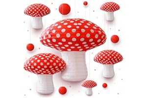 Mushroom Paper Lanterns and Berries, Large Mushroom Decorations for Enchanted Forest Decorations, Fairy Tea Party, Garden Party, and Alice in Wonderland Decor by Avoseta (12 pcs)