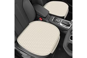 TTMiku 2 Pack Car Seat Covers Cushion Pad, Bottom Seat Covers for Cars, PU Leather Car Seat Cushion, Anti-Slip and Waterproof Universal Seat Covers Fit for 98% Vehicles, Beige