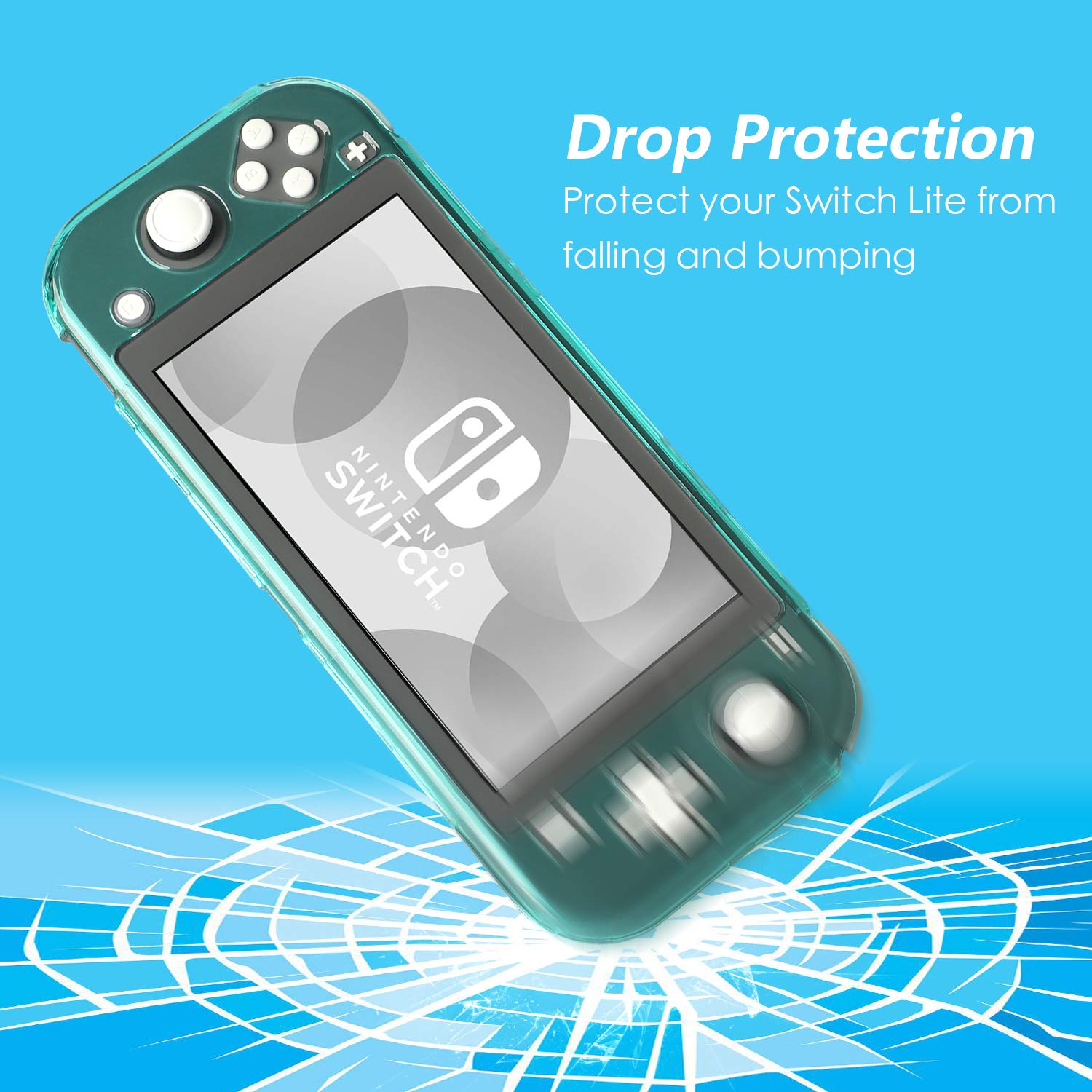 YCCSKY Case Cover for Nintendo Switch Lite 2019, Compact Ultra-Thin All-Round Crystal Protective Cover Case for Switch Lite (Clear Turquoise)