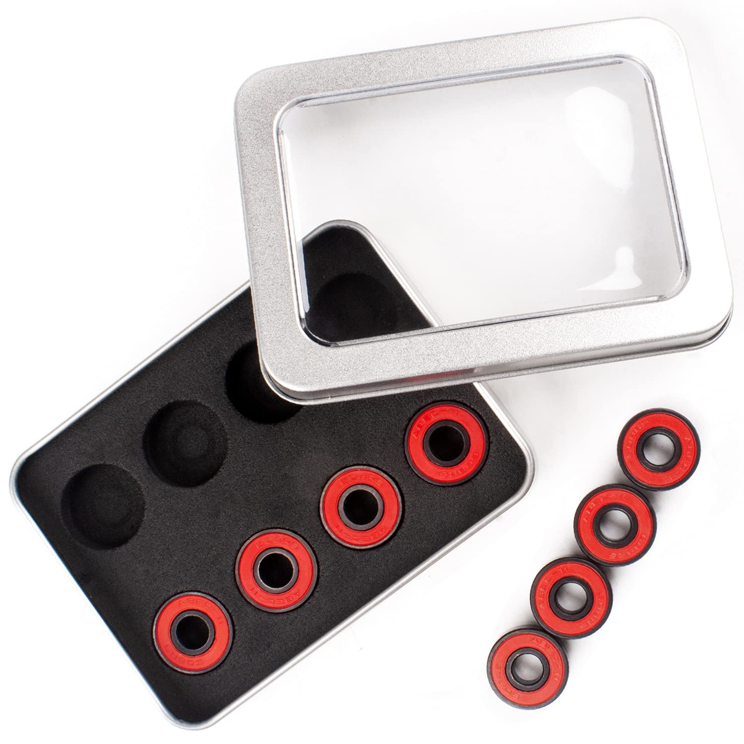 Senston 8 Pieces Bearings Skateboard High Speed Double Shielded Ceramic 608 RS ABEC-11 for Skateboard Trucks Scooters Wheel Roller Skate