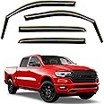 Deejecsun in-Channel Window Rain Guards Fit for Dodge RAM 1500 (New Body Style Includes TRX) 2019-2025 Crew Cab Extra Durable Window Deflectors Vent Shades Visors Exterior Car Accessories- 4 pcs