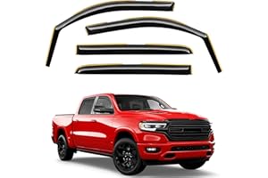 Deejecsun in-Channel Window Rain Guards Fit for Dodge RAM 1500 (New Body Style Includes TRX) 2019-2025 Crew Cab Extra Durable Window Deflectors Vent Shades Visors Exterior Car Accessories- 4 pcs