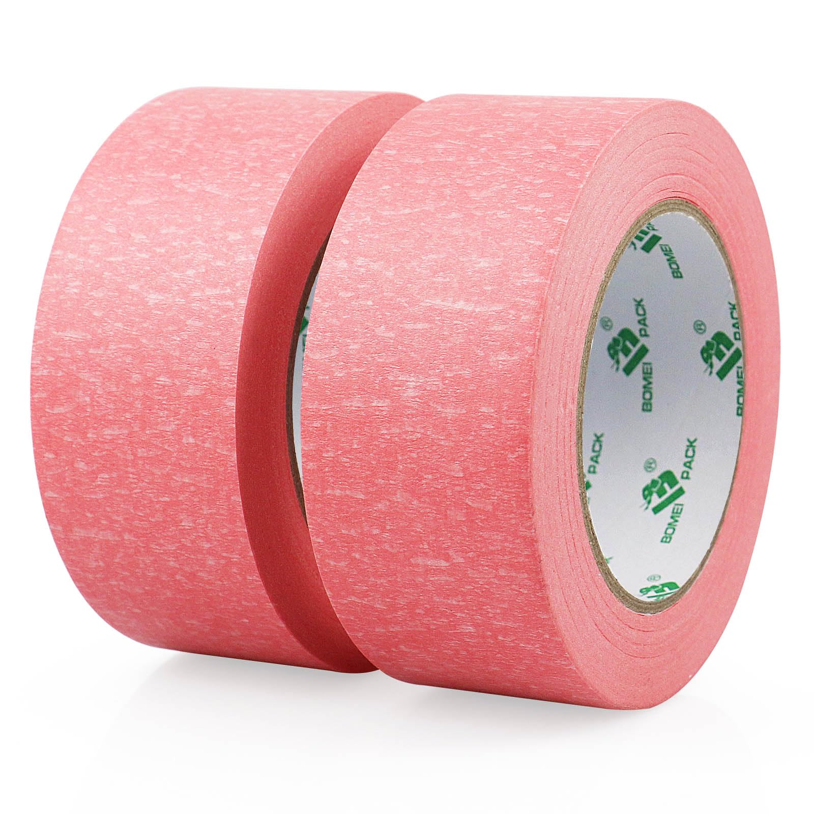 BOMEI PACK Painters Pink Masking Tape 2 Rolls 48mm x 50m for Artist Decorators DIY Crafts Masking paper tape for Painting Frame lines shaping