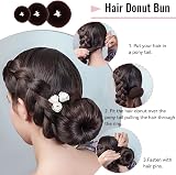 Tikplus 68PCS Hair Bun Maker Kit - Nets, Donuts, Pins, Bands - Brown Hair view 4