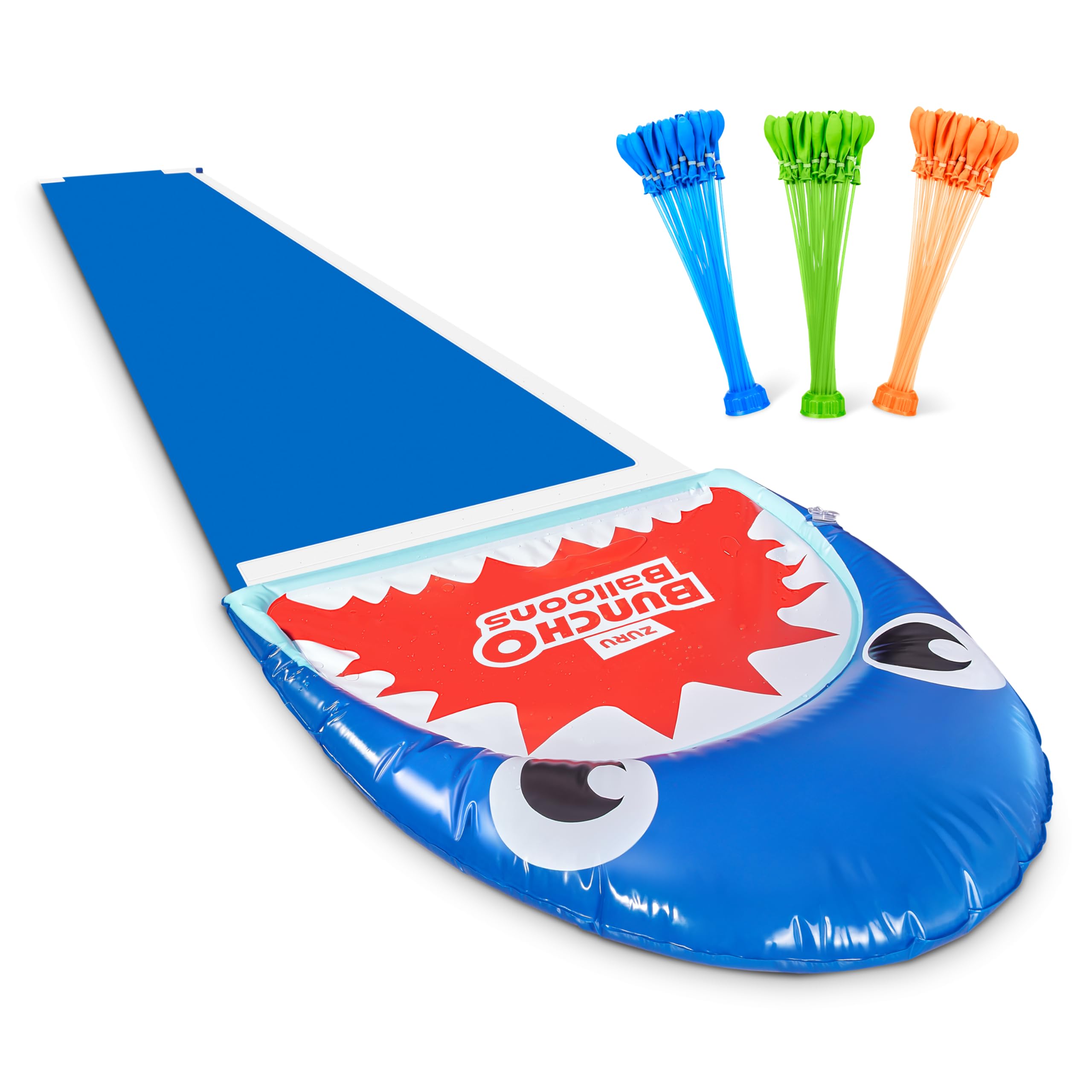 Original Bunch O Balloons Shark Bite Slide with 100+ Rapid-Filling Self Sealing Water Balloons by ZURU