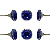 Perilla Home Set of 6 Marrakesh Knob Ceramic Decorative Round Knobs for Home Kitchen Cabinet Hardware Cupboard Glass Door Dresser Wardrobe and Drawer Pulls (Blue)