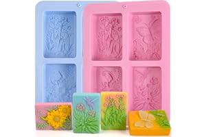 Moukiween Soap Molds Silicone, 3D Rectangular Insect Flower Silicone Molds for Handmade Craft Soap, Bath Bombs, Chocolate Bars, DIY Candle, Polymer Clay Design