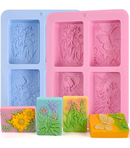 WONIU 4PCS Small Heart Chocolate Molds,3D Heart Molds With Rose Flower,Mini Soap...