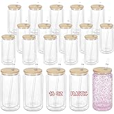 Maucircol 16 Oz Acrylic Snowglobe Tumbler, 20 Pack Pre-Drilled Double Wall Plastic Clear Cup for Glitter Snow Globe Diy, Double Wall Plastic Snowglobe Cup with Bamboo Lid