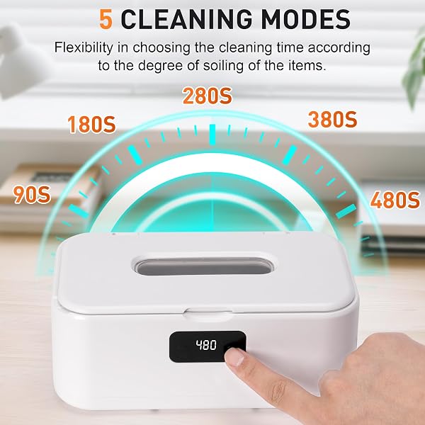 SNAWOWO ULTRASONIC JEWELRY CLEANER MACHINE- 28OZ/800ML 49KHZ PROFESSIONAL RETAINER CLEANER |5 TIMERS LED DISPLAY |304 STAINLESS STEEL TANK FOR JEWELRY, DENTURES, RETAINERS, GLASSES, RINGS, WATCH STRAP