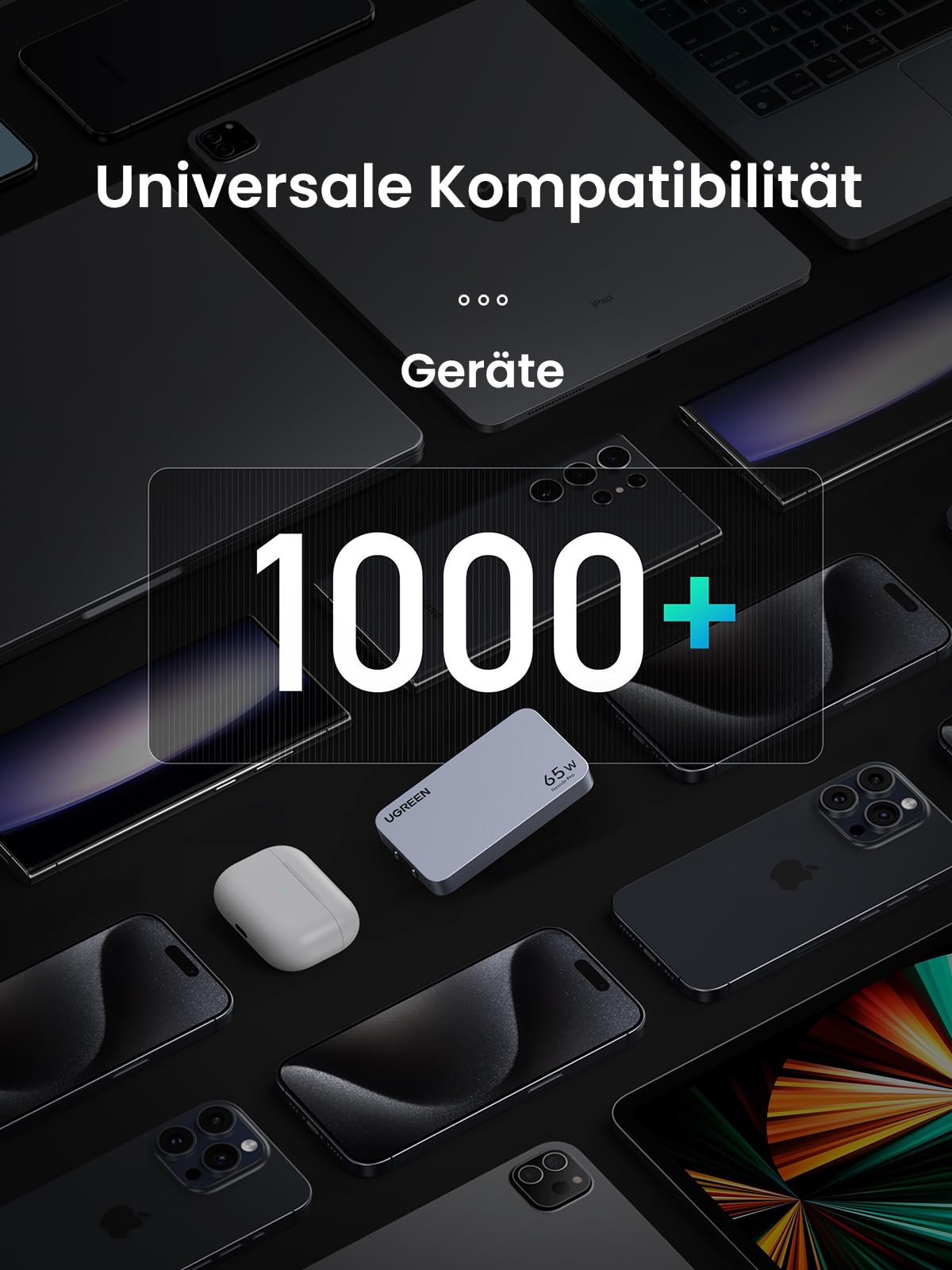UGREEN Nexode Pro 65W USB C Ladegerät Slim mit EU/US/UK Stecker GaN USB-C Netzteil 3-Port Charger Schnellladegerät kompatibel mit MacBook, iPad, iPhone 17, Galaxy S25 Ultra, Dell XPS 8