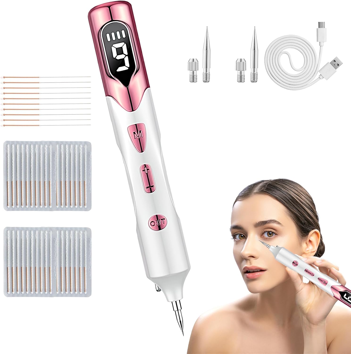KSWEGKC Skin Tag Remover Device,Skin Tag Removal with Precision Spot Treatment,Portable Tool for Small Blemishes,Easy At-Home Skin Care Use - Pink