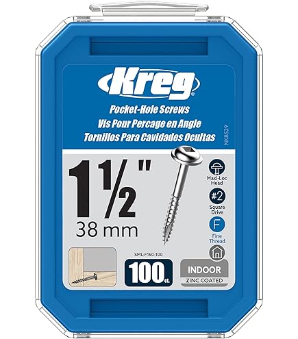 Amazon.com: Kreg SML-F125-100 Zinc Pocket-Hole Screws, 1 1/4