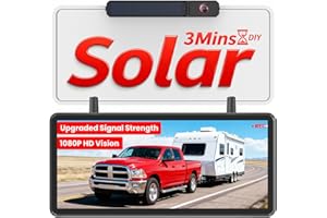 AUTO-VOX Solar Wireless Backup Camera: 7.2" HD Split-Screen, Dual Antenna Signal Upgrade, 3-Minute Easy Install, 1080P Color 