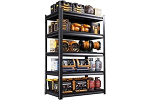 LLIIFFEE Metal Shelving Garage Shelving Heavy Duty Storage Shelves Industrial Shelving 5 Tier Adjustable Shelves Storage Rack Shelving Unit for Garage, Warehouse, Basement Storage (19.7"D x 45.7"W x 81.1"H)