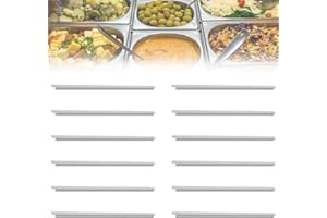 tonchean 12pcs 21inch Stainless Steel Steam Table Adapter Bars Hotel Pan Divider for Full & Fractional Size Pans Commercial Food Service Accessories