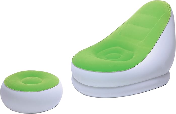 MovilCom® - Sillón con Puff reposapiés Hinchable Flocado | Multiuso