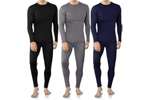 VZV 3 Set Thermal Underwear for Men Fleece Lined Long Johns Mens Thermals Top and Bottom Set Base Layer for Cold Weather