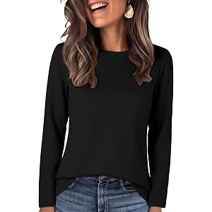 ANRABESS Long Sleeve Shirts for Women Crew Neck Fall Top | Soft Comfy Wrinkle Free Tshirts, Basic Tee, Winter Layer Clothing,