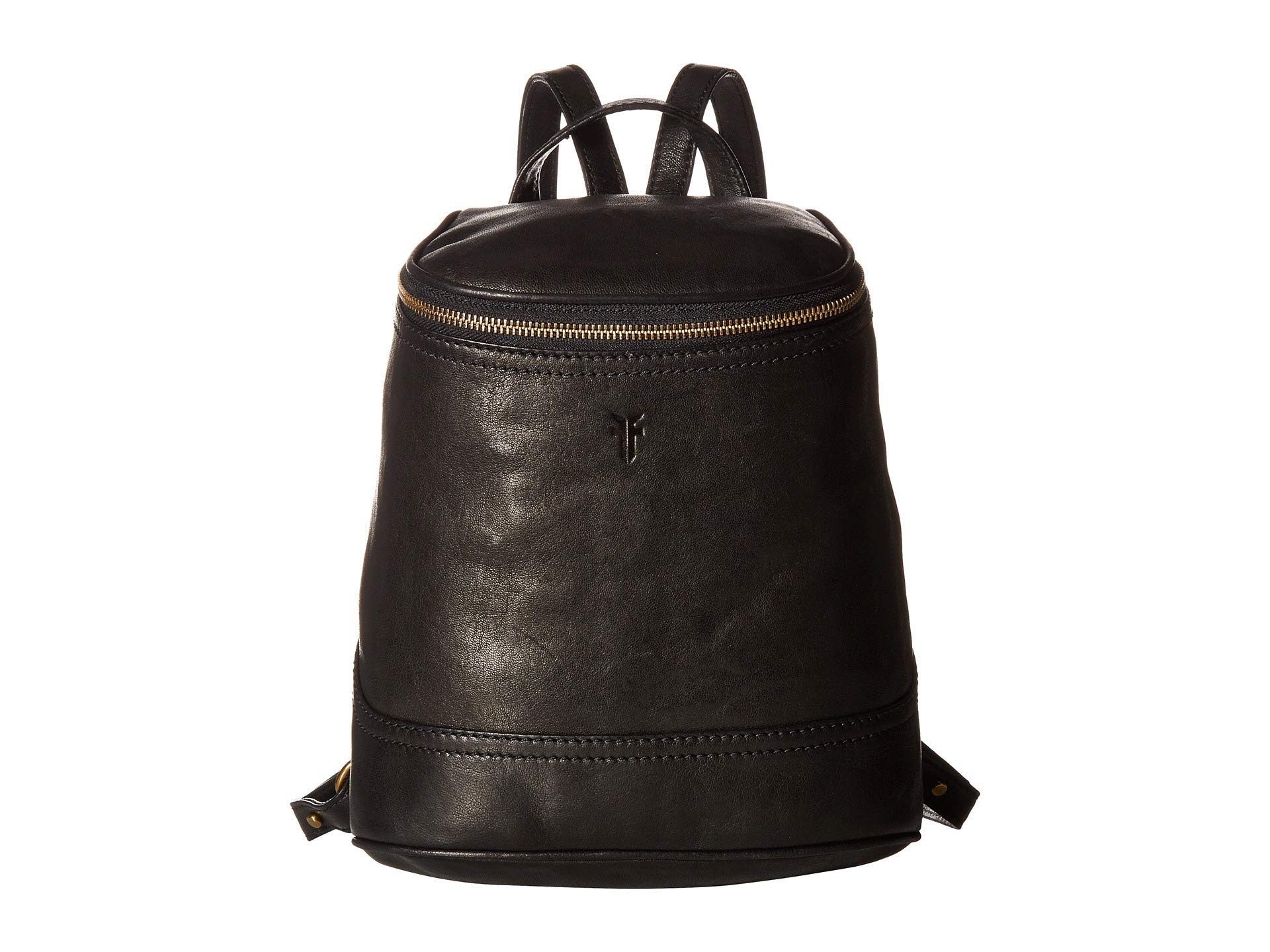 frye black leather backpack