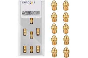 DUROZZLE MK8 Nozzles 3D Printer Brass Nozzles Kit 0.4mm 0.6mm 0.8mm with Storage Box for Ender 3, Ender 5, CR-10, Elegoo Neptune 3, Sovol SV06 and More, Pack of 10