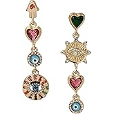 Betsey Johnson Womens Evil Eye Linear Earrings