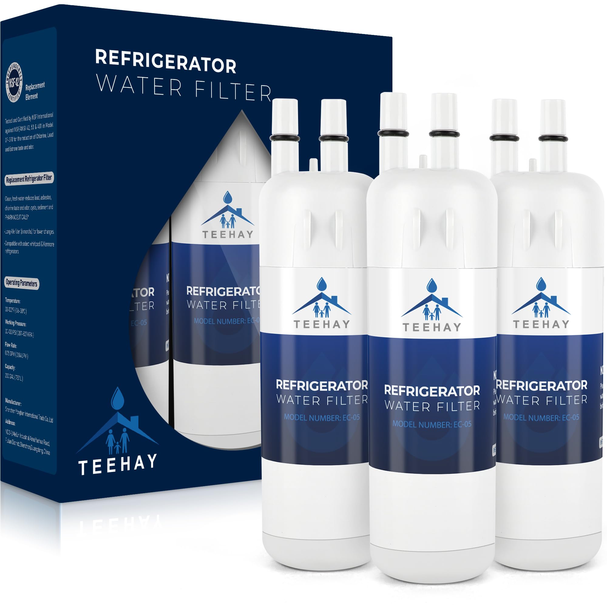 W10295370A Water Filter Replacement, Compatible With EDR1RXD1, Filter 1, WHR1RXD1, W10295370, KAD1RXD1, P8RFWB2L, P8WB2L, P4RFWB, P5WB2L (White, 3 Pack)