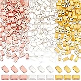 PandaHall Half Tila Beads - 300pcs, 3 Colors, 4.5x2.5mm Synthetic Hematite Flat 2 Hole Spacer Beads for DIY Jewelry & Friendship Bracelet Making