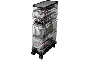 INTERDESIGN iDesign The Sarah Tanno Collection Small 5-Drawer Stacking Cosmetic Organizer Cart, Smoke/Black