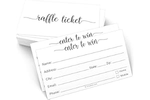 321Done Raffle Tickets (Set of 50) 3.5" x 2" Entry Form Cards - Name Address Phone Email - Enter to Win for Contests, Drawings, Raffles, Lotteries Prize Game, White