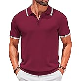 COOFANDY Men's Knit Polo Shirts Short Sleeve Casual Button Golf Polo Shirts Collared T Shirt