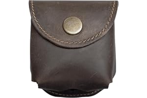 ATOOMTUZS Cowhide Leather Zyn Holder- Vintage Handmade Brown Thick Grain Leather Dip Can Holster-Snuff Holder Compatible with ZYN, Copenhagen, Skoal, Kodiak, etc-Belt Accessories for Men