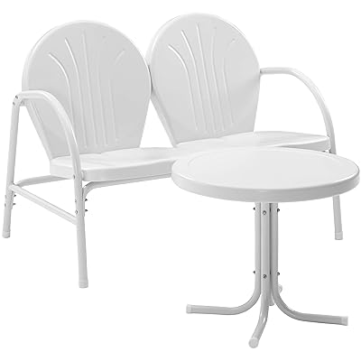 Crosley Furniture Griffith 2-Piece Metal Outdoor Conversation Set with Table and Loveseat - White
