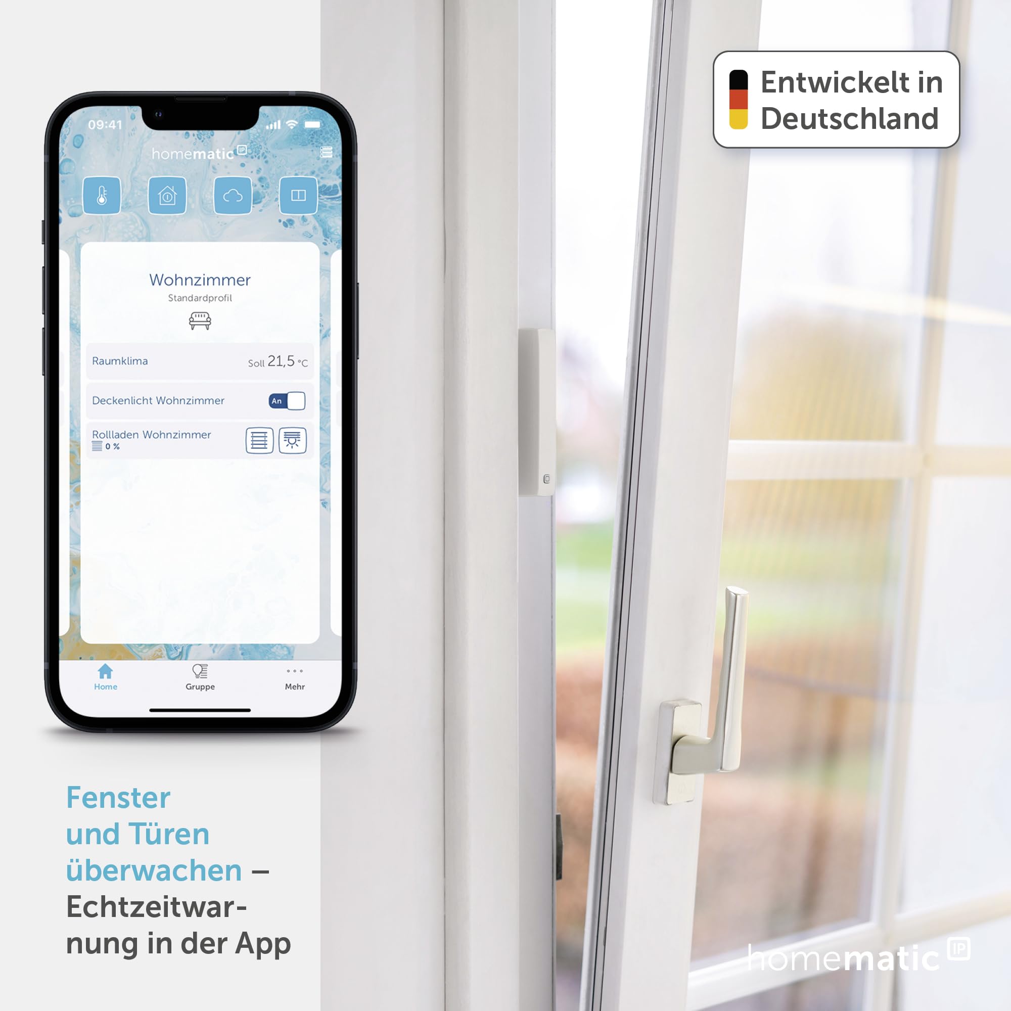 Homematic IP Smart Home Fenster- und Türkontakt, optisch, weiße + braune Abdeckung, digitaler Sensor, effizient Heizen, Fensterüberwachung per App, Energie sparen, Alexa, Google Assistant, 157857A0 2