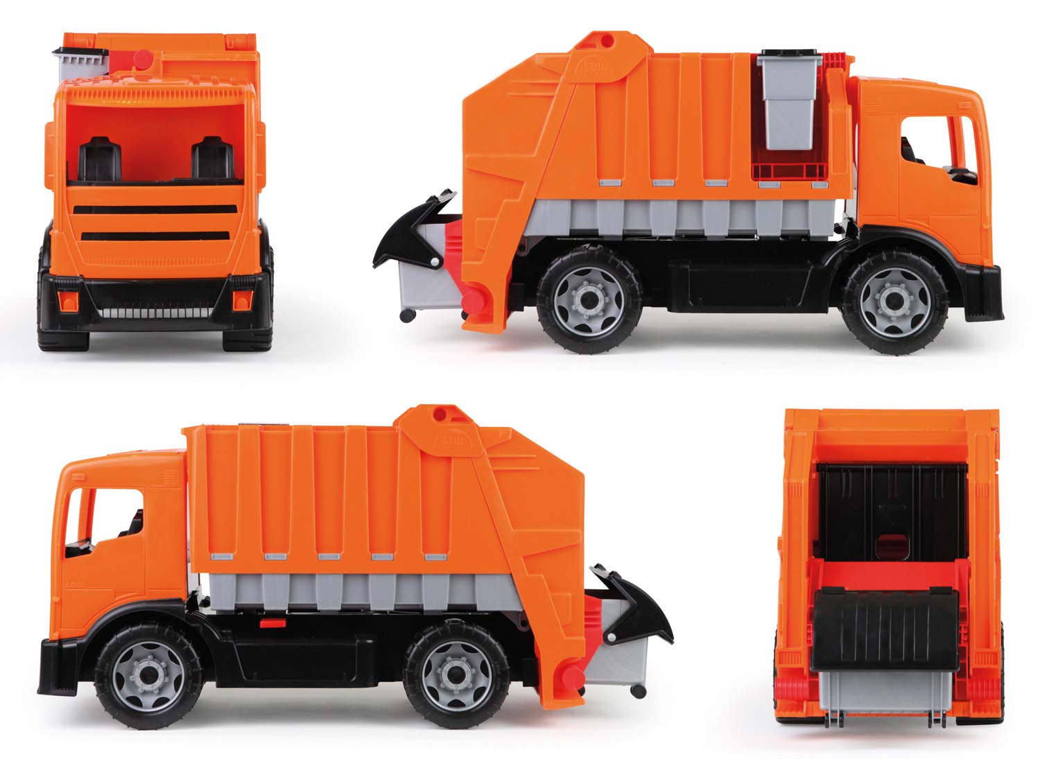 LENA Powerful and Giant Orange Garbage Truck Toys for Kids, Manually