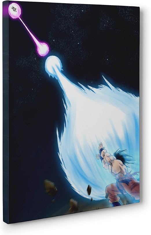 Amazon Com S Ant Dragon Ball Z Goku Vs Vegeta Blast Framed Canvas Print Poster Wall Art Ready To Hang 12x18in Small Posters Prints