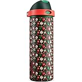 POWCAN 24 oz Christmas Insulated Water Bottle: 2-in-1 Push-Button Spout & Quick-Flip Straw, Leakproof, Fits in Car Cupholder, Stainless Steel Water Bottle for Holiday Gift, Sports, School (Jingle Joy)
